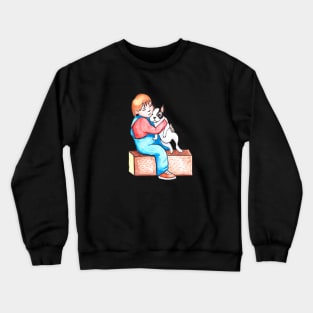 boy and puppy Crewneck Sweatshirt